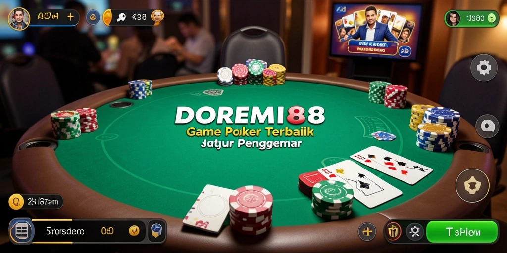 Tampilan gameplay poker yang mendebarkan di DOREMI88.