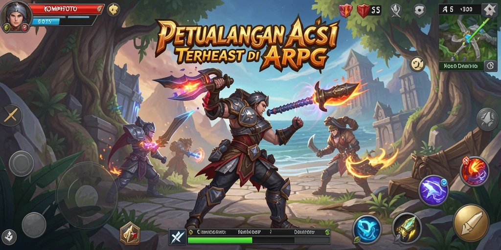 Tampilan gameplay mendebarkan dari KOMPASTOTO di arena ARPG.